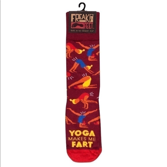 NWT FREAKER USA SOCKS- YOGA MAKES ME FART - Picture 1 of 3